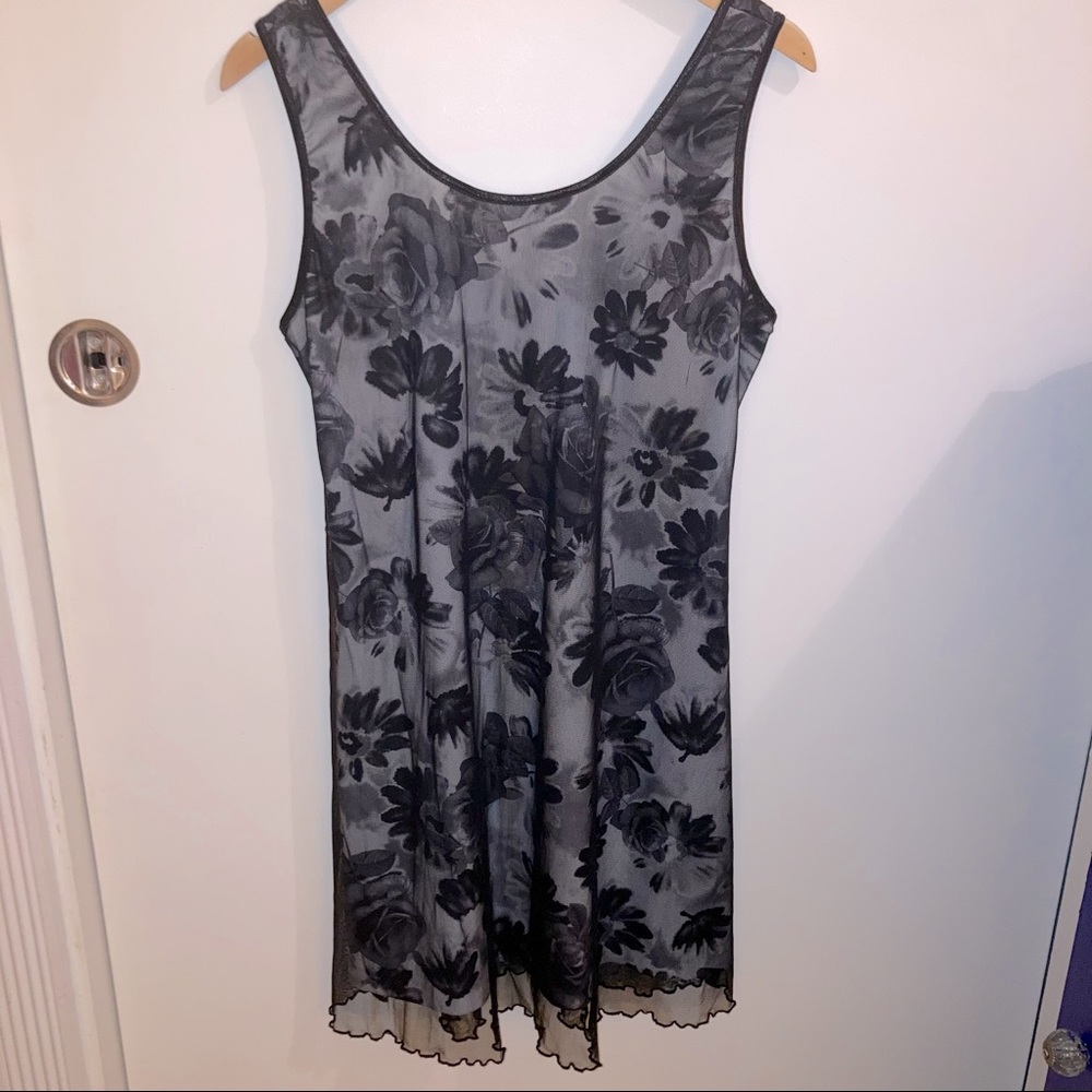 All That Jazz Black Floral Mesh Dress 90s Vntg 💍